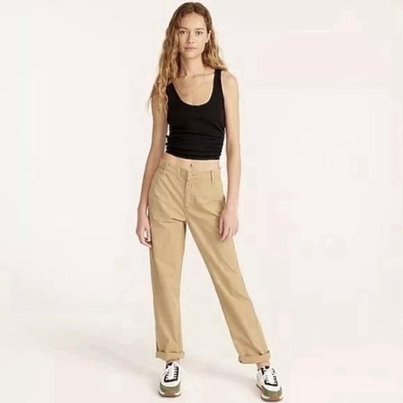 J. Crew Women's Tan Slouchy Boyfriend Chino Pants - Picture 1 of 15